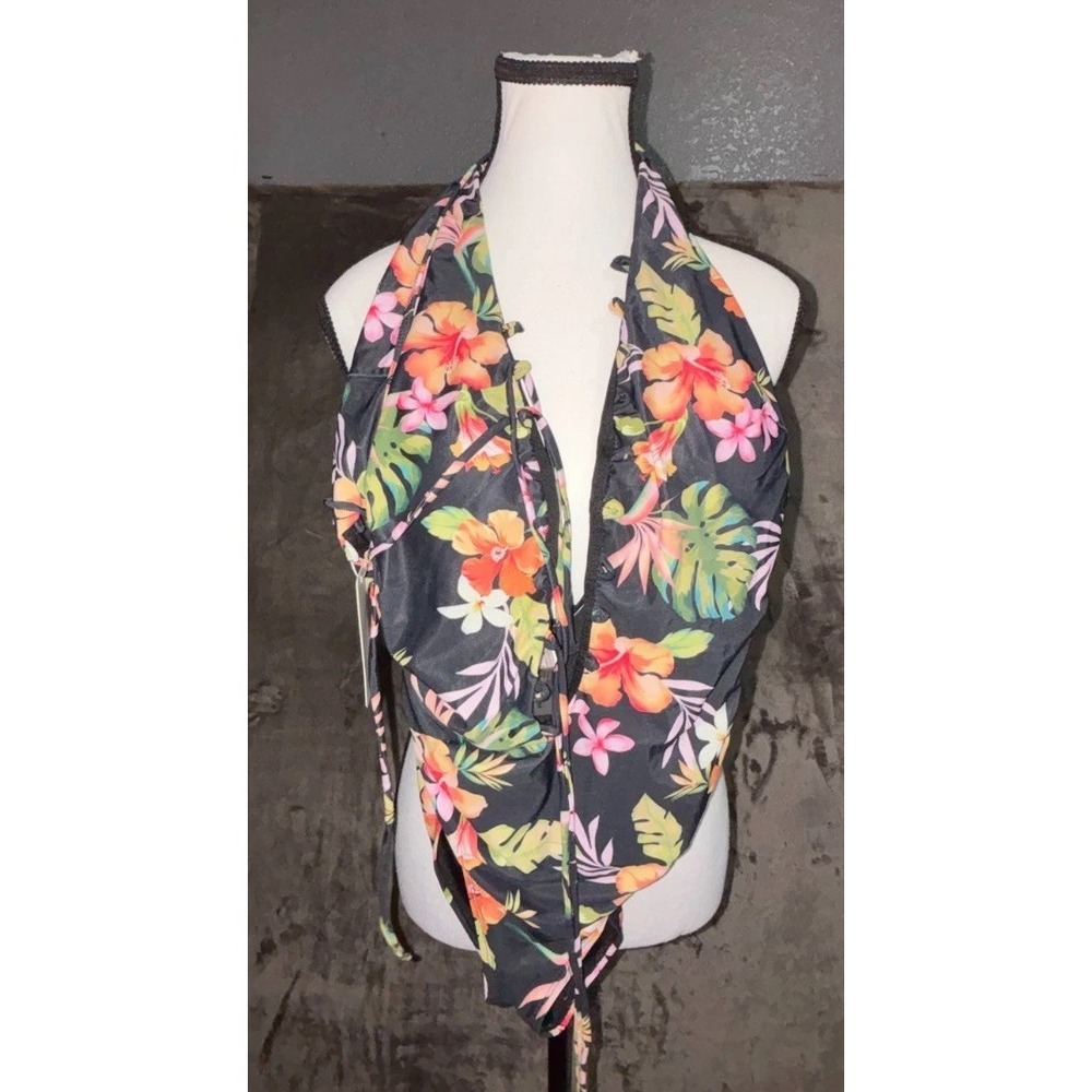 Holipick‎ Swimsuit One Piece Womens Medium Black Floral Stretch Summer Beach